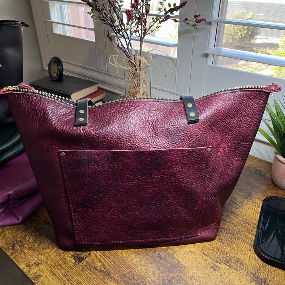 COPY - Portland Leather Goods Large Sangria Zip Tote